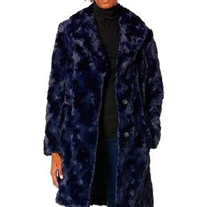 Nine West Reversible 36" Faux Fur Navy Large NWT